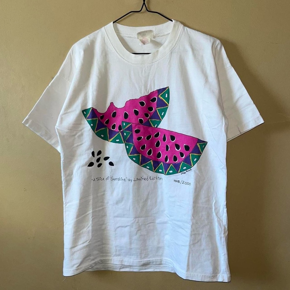 Vintage 90s Limited Edition Linda Anne A Slice Of Sunshine Watermelon Seed Tee